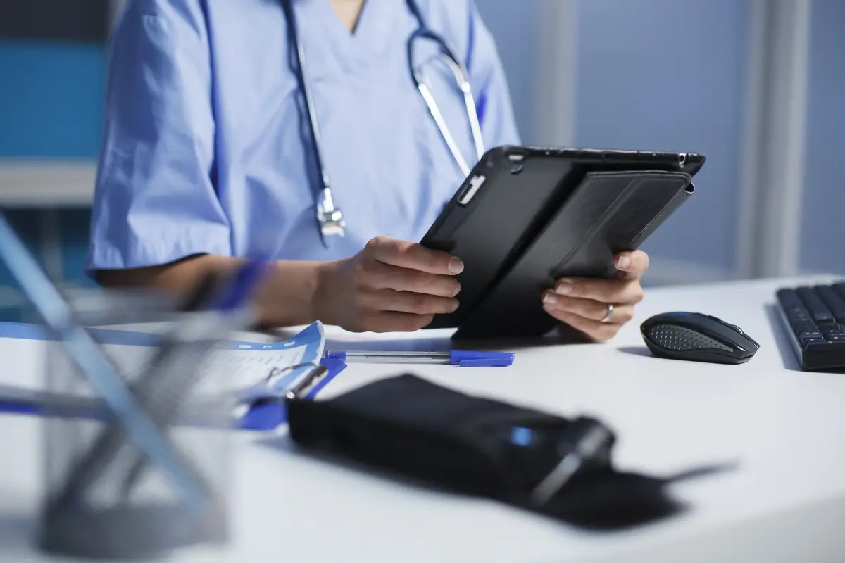 Modern hospital office using devices